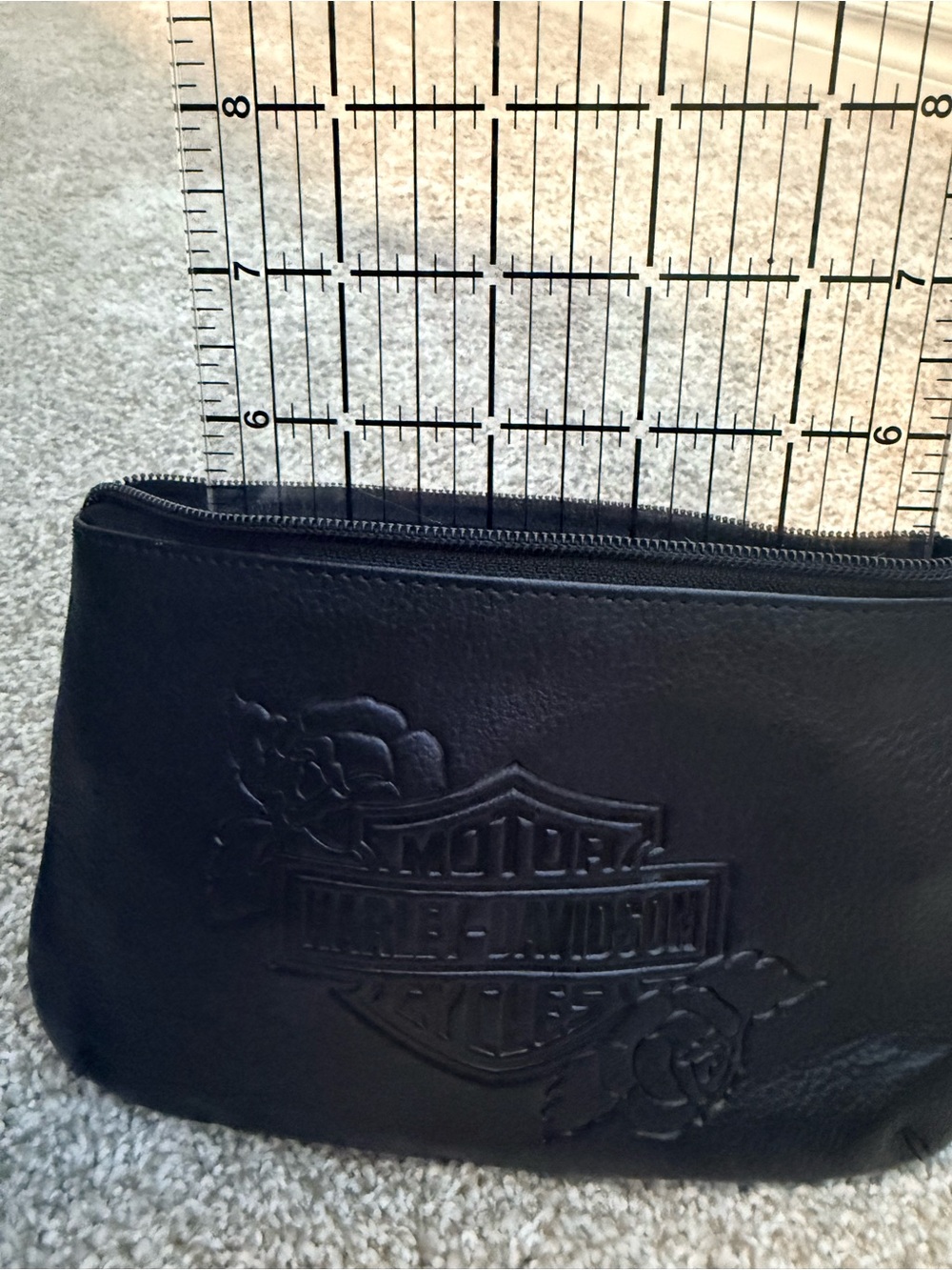 Harley-Davidson Black Leather Crossbody Pouch with Detachable Strap - Picture 5 of 5